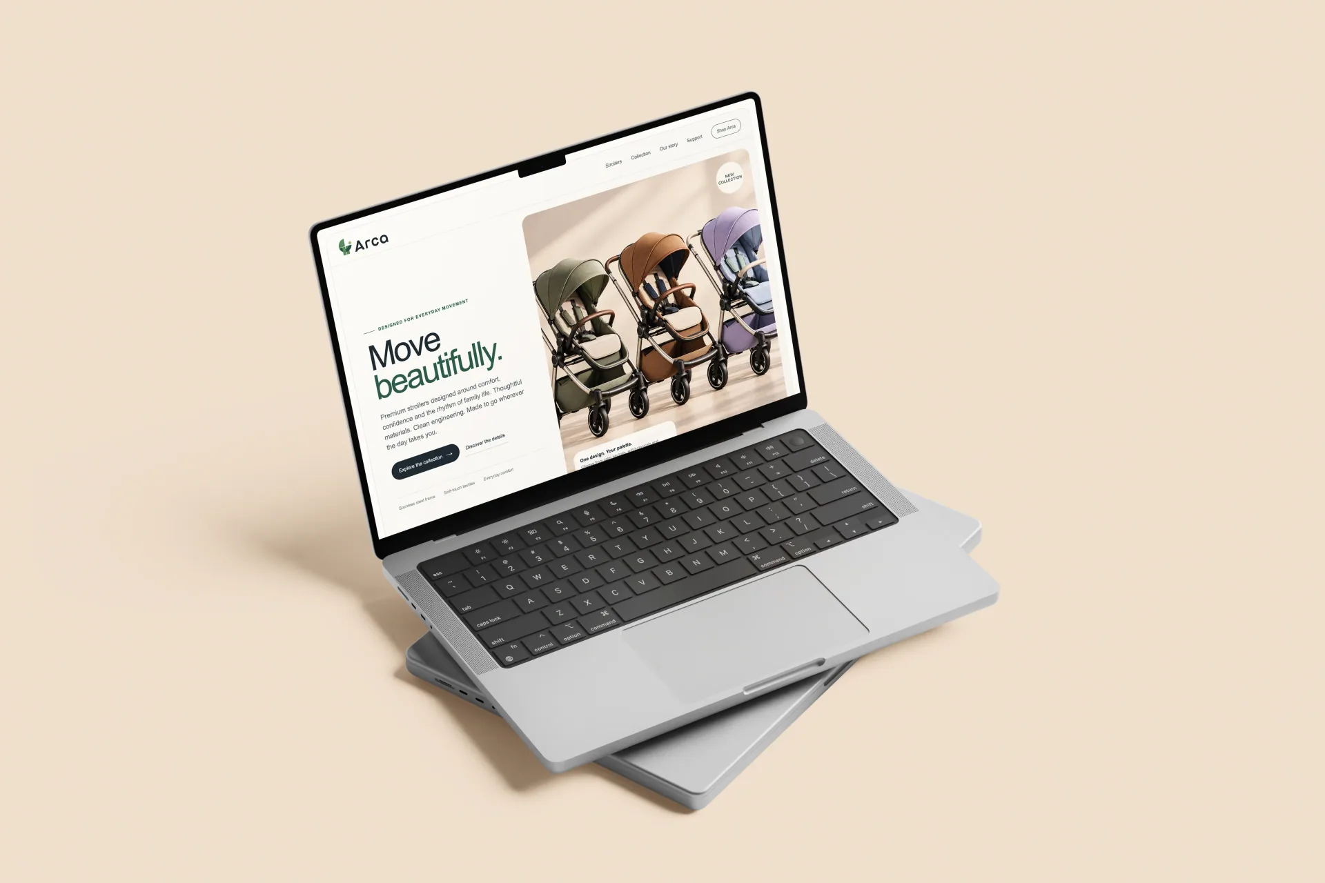 Arca homepage on a laptop