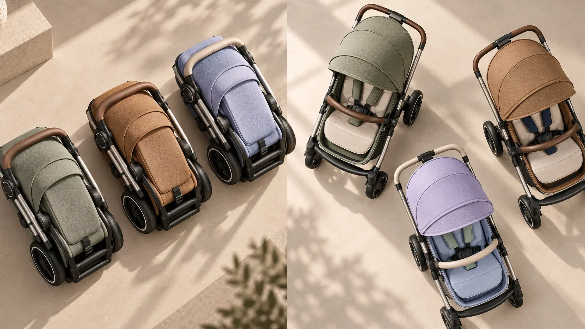 Arca stroller color range viewed from above