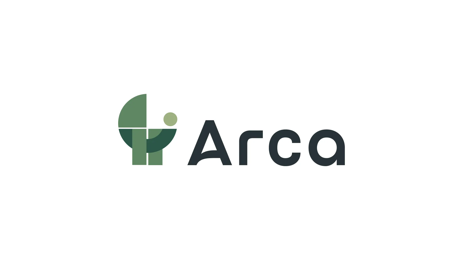 Arca green symbol and dark wordmark on white