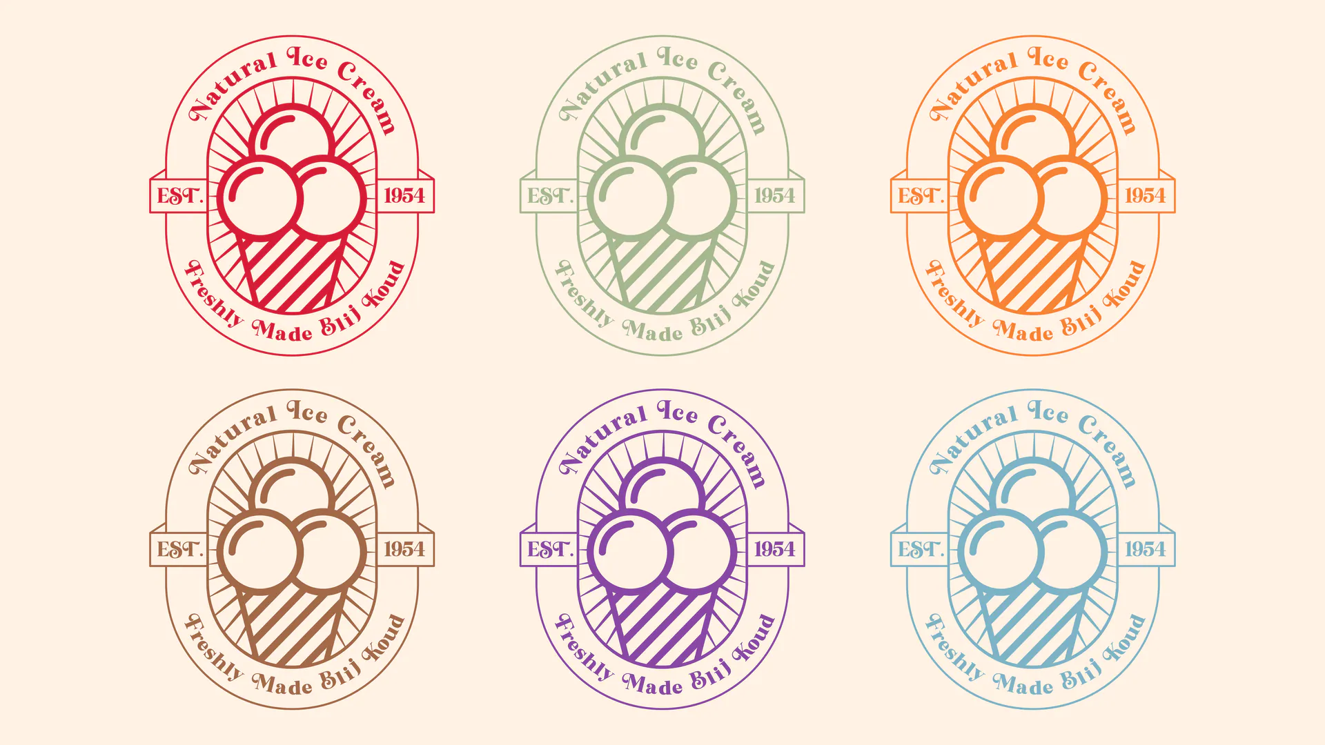 Blij Koud badge color variations