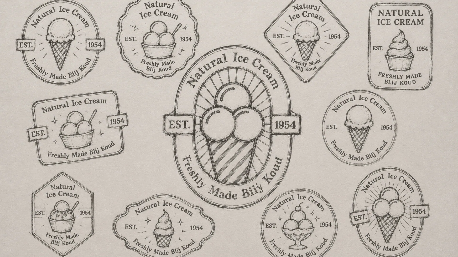 Blij Koud logo sketches and exploration