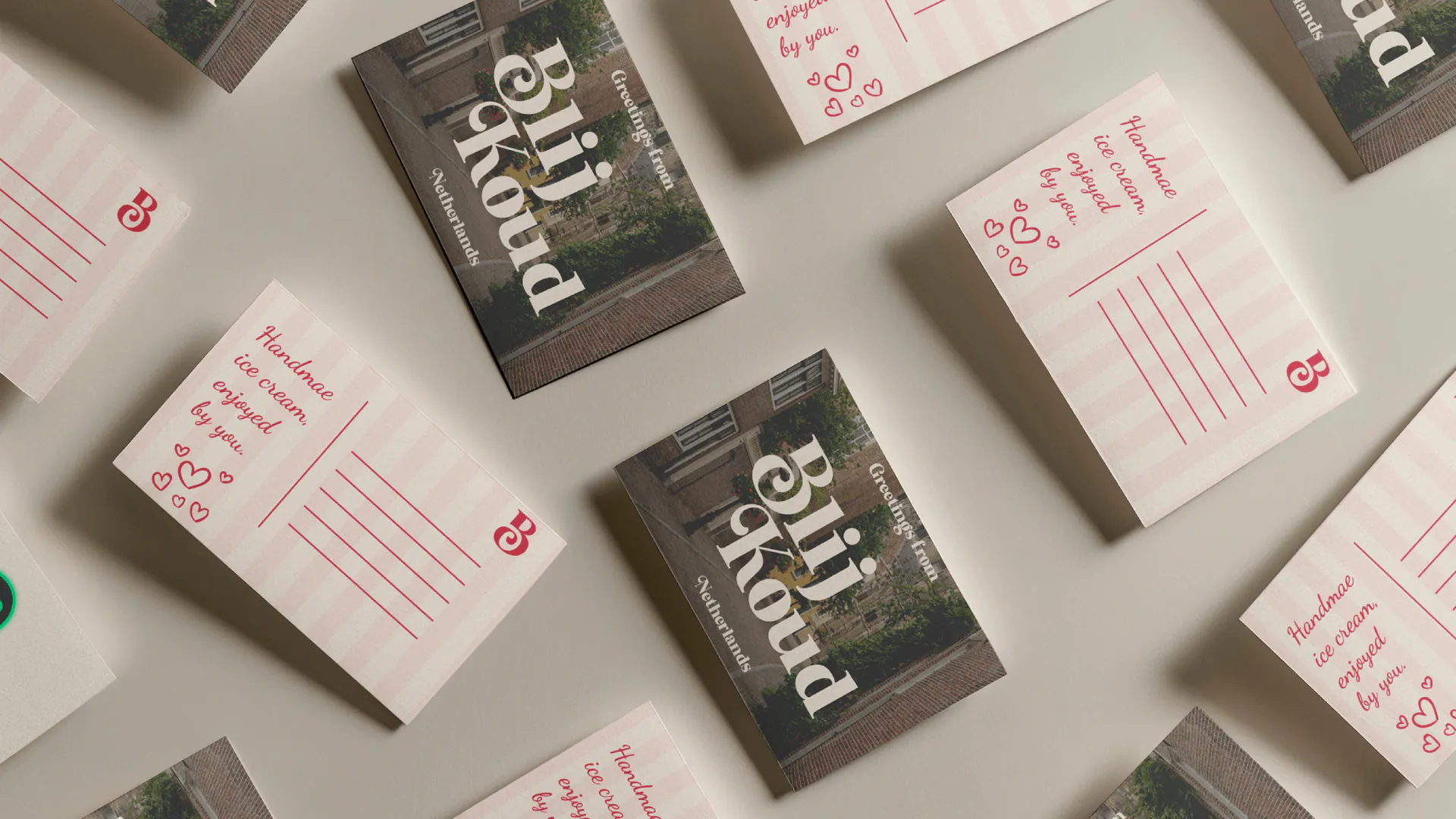 Blij Koud identity applied to printed cards
