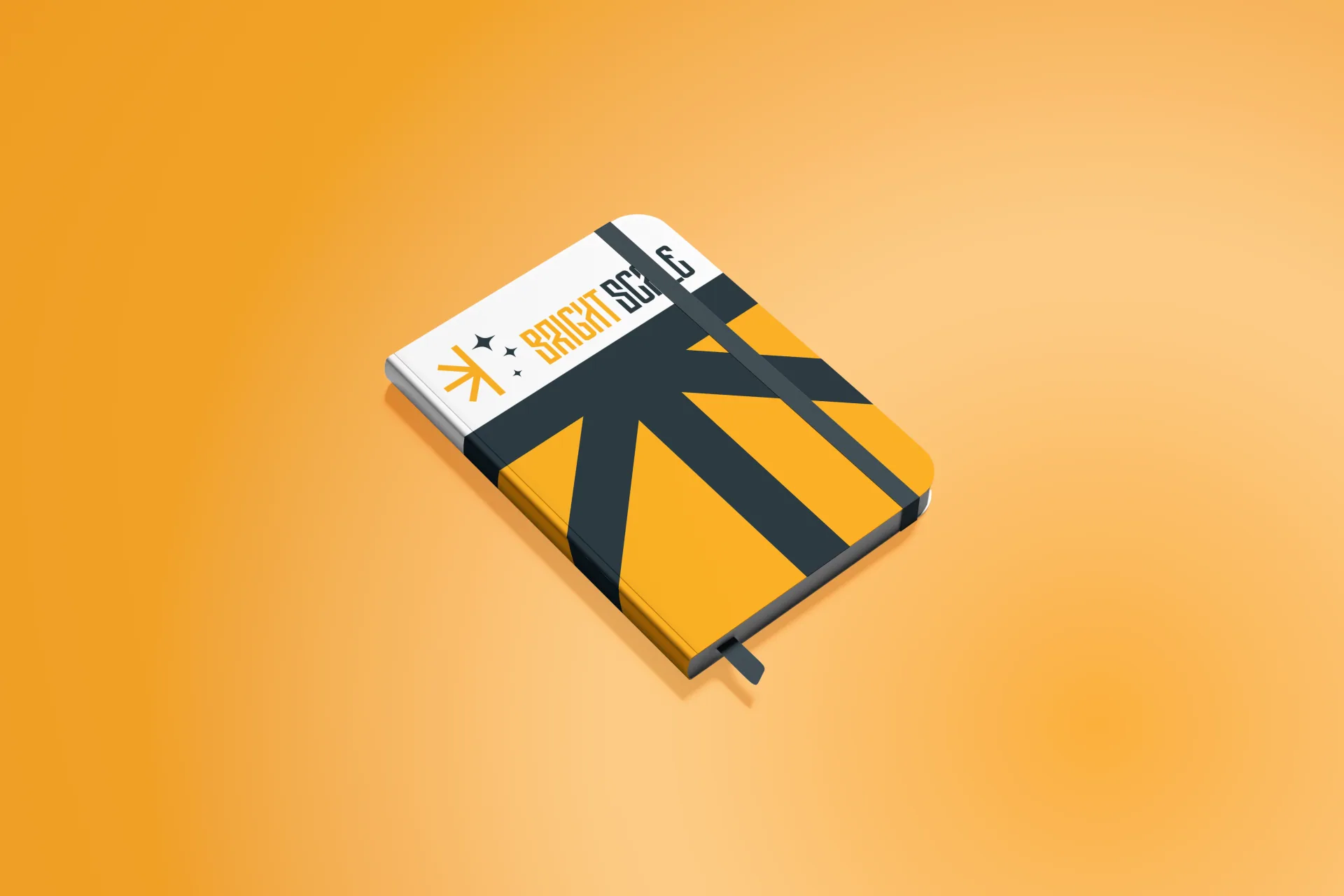 Bright Scale branded notebook on orange