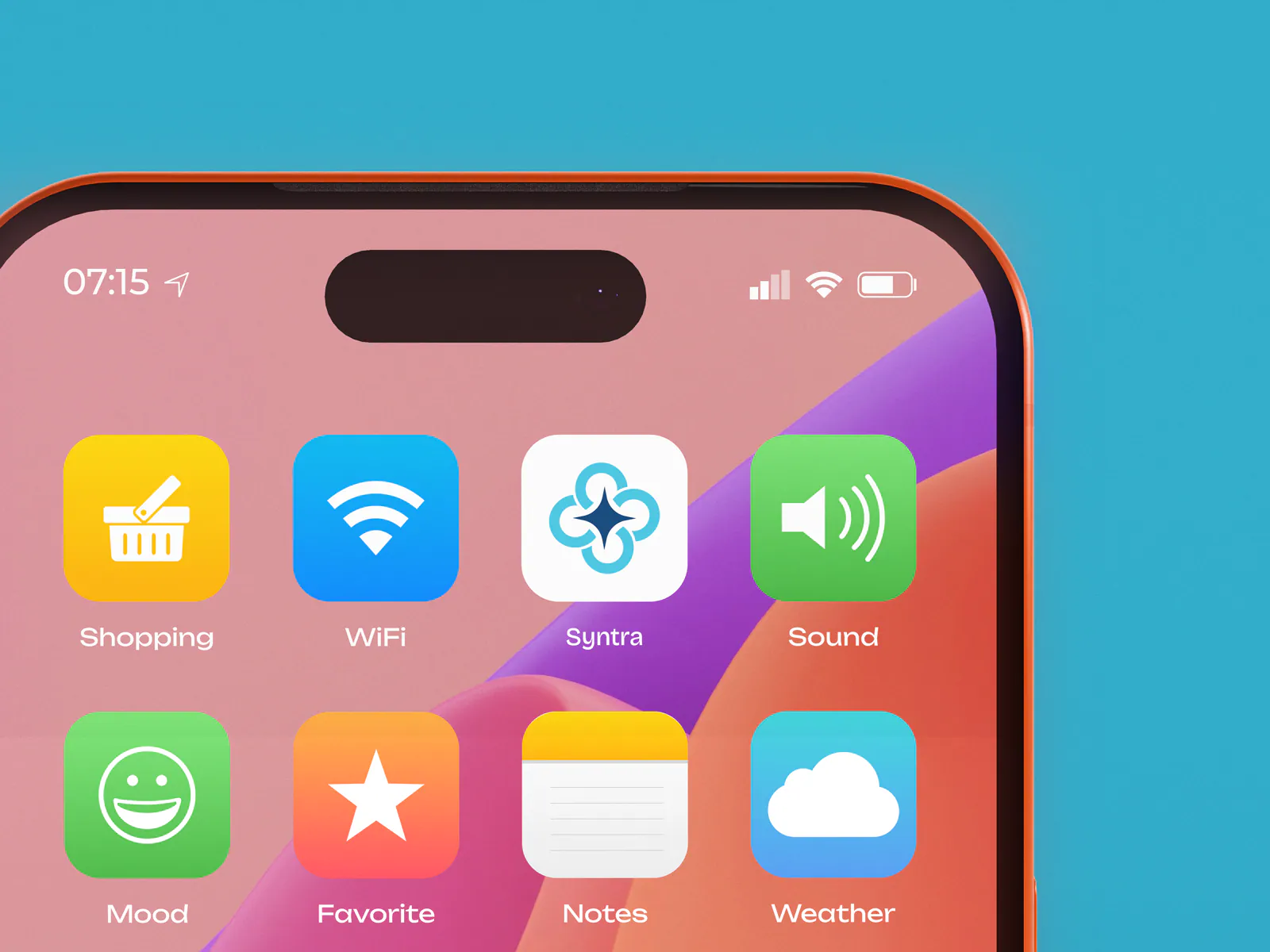 Syntra app icon on a phone home screen