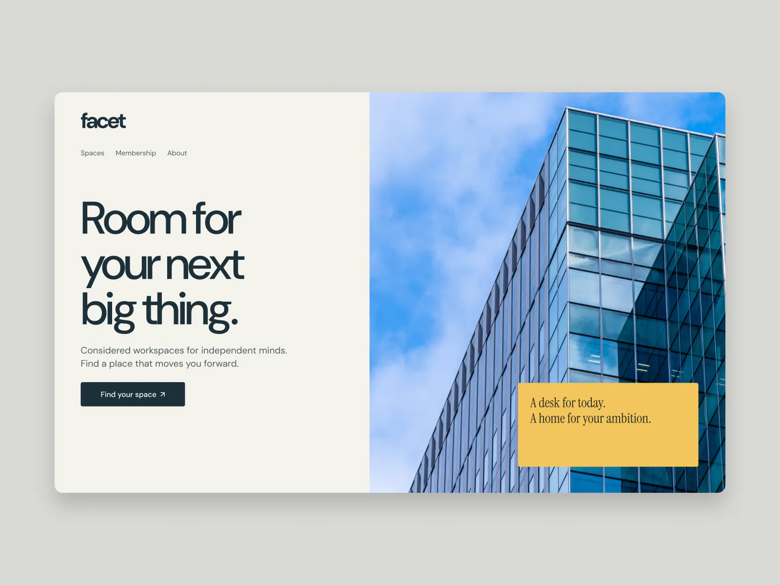 Facet website hero concept designed by Fitim Beqaj