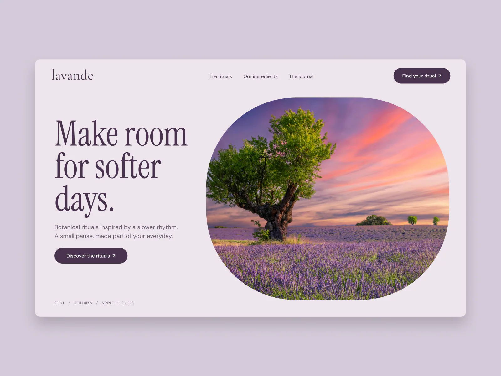 Lavande website hero concept designed by Fitim Beqaj