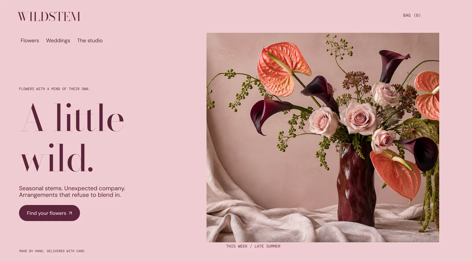 Wildstem floral studio website hero concept